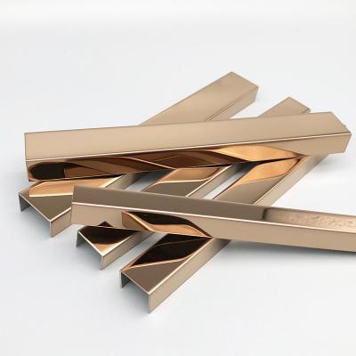 China Modern Right Angle U Profile Tile Gold Tile Strip Trim Metal Tile Edge Trim For Interior And Exterior Decoration for sale