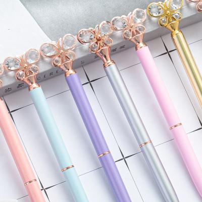 China Normal Fashion Gift Stationery 1.0mm Turning Gradient Color Diamond Insect Shape Metal Butterfly Neutral Pen Pen for sale