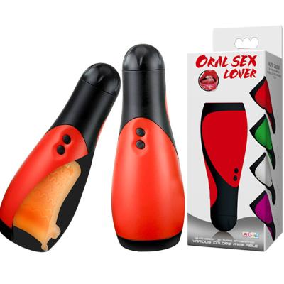 China Silicone+ABS 30 Frequency Oral Vibrator Masturbation Cup For Men Automatic Masturbating Machine Penis Massage for sale