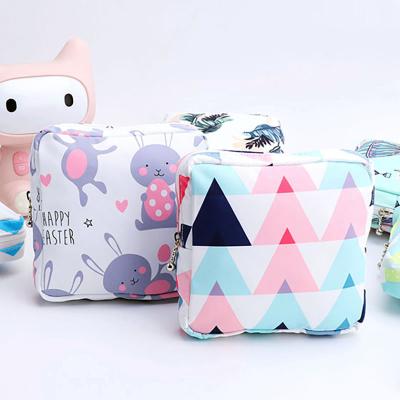 China 100% Eco-Friendly Portable Storage Bag Travel Makeup Bag Cotton Bag Literary Zipper Coin Purse Sundries Women Sanitary Napkin Pad Storage for sale