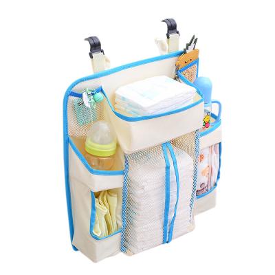 China Water Resistant Baby Bedside Storage Bag Baby Hutch Organizer Hanging Bag for Universal Newborn Crib Hanging Diaper Toy Tissue for sale