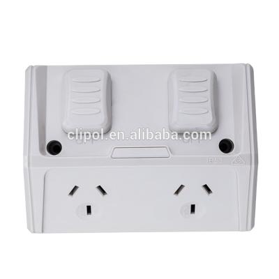 China Waterproof AU NZ Switched Socket Outlet Waterproof PowerPoints Dual Outdoor 250V 10A PowerPoints for sale