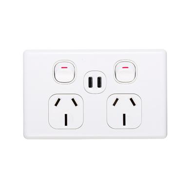 China Polycarbonate AS/NZS 250V 10A Double Powerpoints With Double 4.2A Type C USB Ports for sale