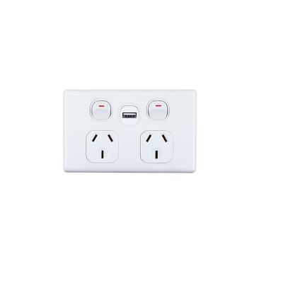 China Polycarbonate 10A Horizontal Single PowerPoint Switched Socket Australia Standard Wall Switch for sale