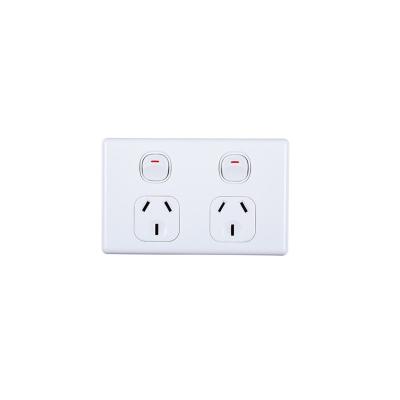 China Polycarbonate Australia Type Dual Switch Wall Outlet 250V 10A Powerpoints for sale