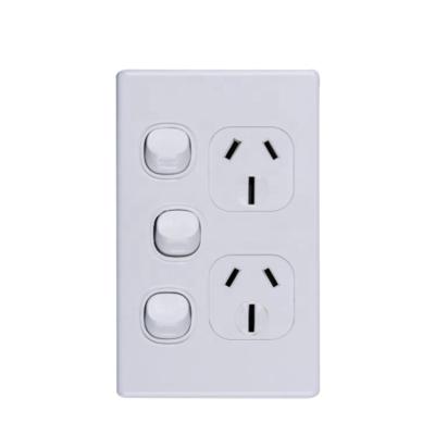 China Dual Power Polycarbonate Dual Point Wall Switch 2 Strip 3 Pin Slim Socket Outlet Outlet for sale