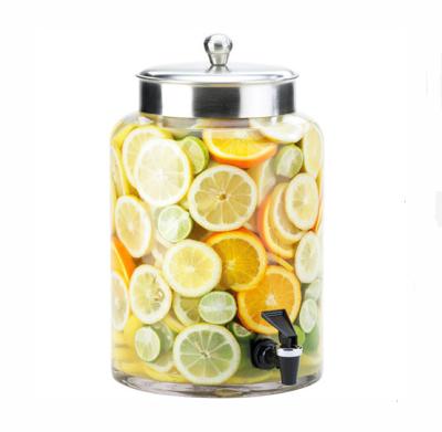 China 2 Gallon Round Glass Beverage Dispenser With Stainless Steel Top G202107026 for sale