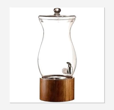 China 1.5 Gallon American Workshop Madera Glass Beverage Dispenser with Wood Base G202107029 for sale