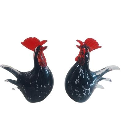 China Contemporary Home Decoration Figurine Hand Blown Glass Rooster Crystal Glass Gift For Hotel Home Decor for sale