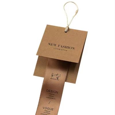 China Recyclable Custom Garment Swing Hang Tag Brand Cardboard Kraft Paper Screen Print Clothing Tags for sale