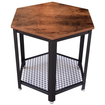 China Vintage DRM Rustic Hexagon Sofa Snack Table for Living Room, Industrial Side Table for Small Spaces, Coffee Table for sale