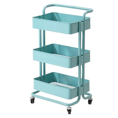 China Carbon steel drm 3 tier rolling cart cart storage shelves organizer for kitchen bathroom bedroom for sale