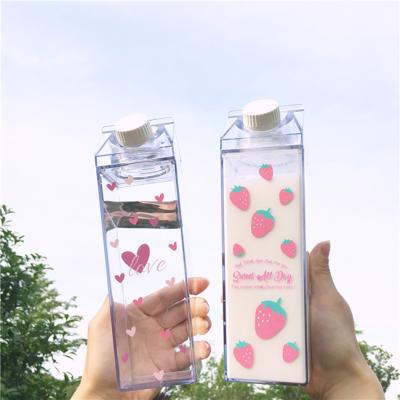 China 2020 Sustainable New Products Unique Plastic Milk Carton Water Bottle , Carton Box Bottle With Lid for sale