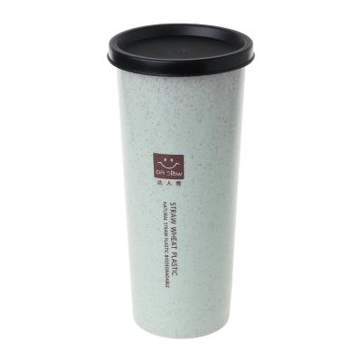 China Eco-Friendly Sustainable Portable Custom Logo 450ml Wheat Straw Water Bottle Custom Tumblers With Lid And Straw for sale