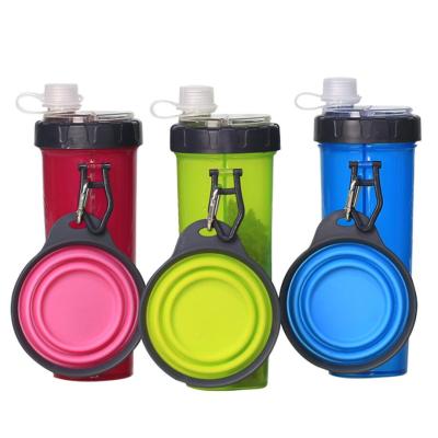 China Sustainable Portable Dog Travel Dog Drinking Water Bottle With Collapsible Dog Bowl for sale