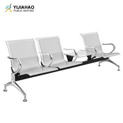 China Modern Good price Chrome Steel Metal Bench Airport Seating Furniture With Armrests And Tea Table for sale