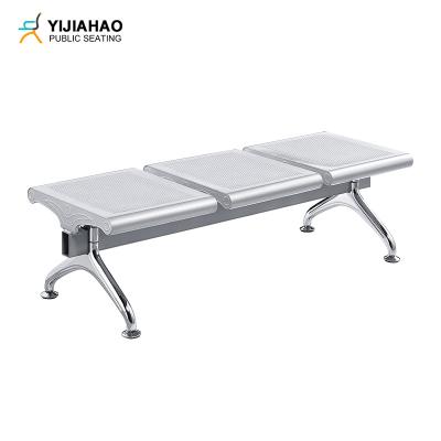 China Modern Chrome Steel Three Seater Metal Bench Seating For Public Waiting Area for sale