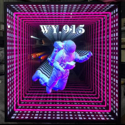 China PLUG-IN LIGHT BOX Original Design Astronaut Abyss Mirror Light Box Advertising Custom Led Sign For Supermarket Light Box Poster for sale