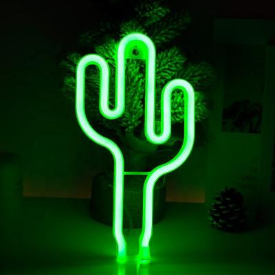 China PLUG-IN LIGHT BOX Green Cactus Led Neon Lights Coffee Shop Wall Decoration Acrylic Letter Backlit Signs Custom Neon Sign for sale