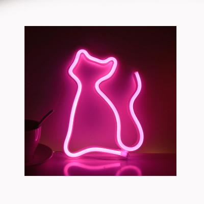 China PLUG-IN LIGHT BOX Acrylic Cute Cat Shape Decorative Led Light Pet Shop Open Sign Led Girl'S Room Wall Custom Neon Sign for sale