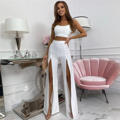 China Anti-pilling 2022 autumn and winter new fashion women's fashion women's casual wide leg pants high slit slim waist for sale