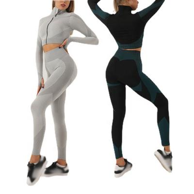 China Autumn/Winter Yoga Tight Suit Women's Breathable Tracksuit Fits High Waist Quick-drying Two-Piece Sports Fitness Women Slim Fit Tracksuit for sale