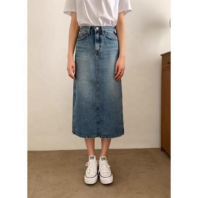 China New Design Breathable High Waist Ladies Women Girls Ladies Loose Modest Blue Long Jean Skirt A Line Denim for sale