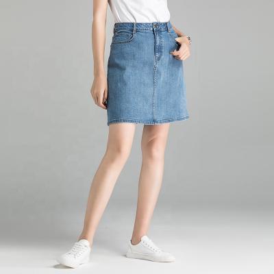 China Light Blue Office Lady Commuter Women Breathable High Quality A Line Denim Above Knee Length Mini Short Jean Skirt for sale