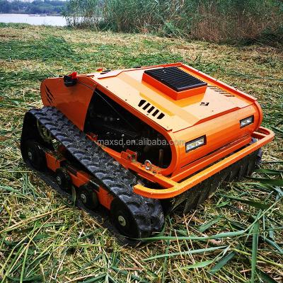 China High Quality V-Twin Cylinder Lawn Mower Radio Remote Control Rubber Track All Terrain Slope Mowers RC Robot Grass Cutting Machine for sale