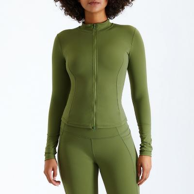 China 2022 Lady Breathable Compression Recycle Yoga Jacket Suit Recycled 2 Way Long Zipper Sportswear Lulu Jacket for sale