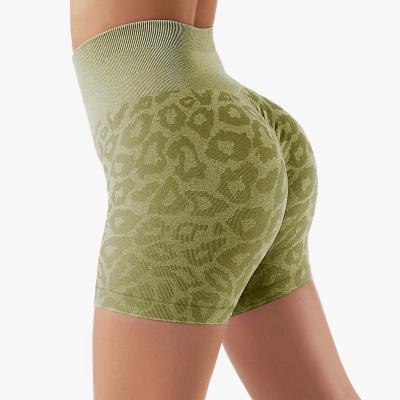 China Breathable leopard jacquard butt crack! crack! short gaiters tiktok sports shorts gym compression shorts for sale