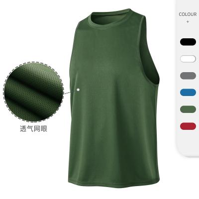 China QUICK DRY Breathable Summer Fitness Tank Tops Gym Mesh Mens White Sleeveless Tanks for sale