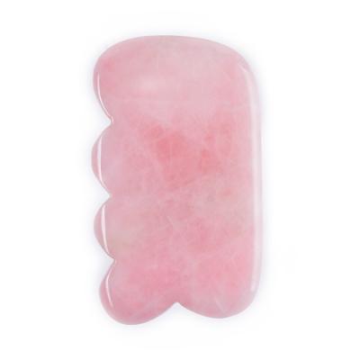 China Rose Quartz Natural Pink Jade Gua Sha Cool Wavy Tip Guasha Massager Ice Massager Guasha Scrape Tip for sale