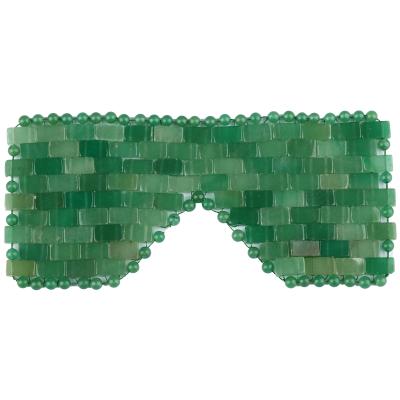 China Cool Green Crystal Healing Eye Mask Quartz Jade Aventurine Aventurine Stone Hand Beaded Jade Luxury Weighted Stone Face Mask for sale