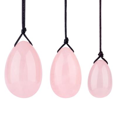 China Fresh Natural Rose Quartz Gemstone Carving Personal Kegel Exercise Balls Yoni Egg Massage Tool for Women for sale