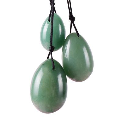 China Fresh Natural Green Stone Yoni Eggs Jade Egg Aventurine Set for Women Health and Wellness Kegel Exercise Massage Stone for sale