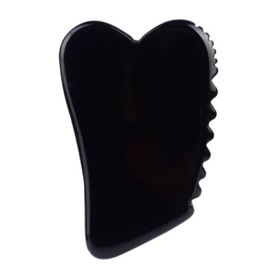 China Cool 100% Natural Black Strong Obsidian Gua Sha Seer Protection Stone Carve Massager Tools for sale