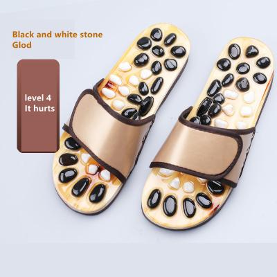 China Black Red Powerful Natural Stone Foot Acupoint Foot Massager Slippers Massage Sandals Acupressure Shiatsu Arch Pain Relief for sale