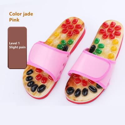 China Cool Massage Slippers Foot Massager Shoes Shiatsu For Relaxing Sandals With Natural Cobble Stones Acupressure Massage Slippers for sale