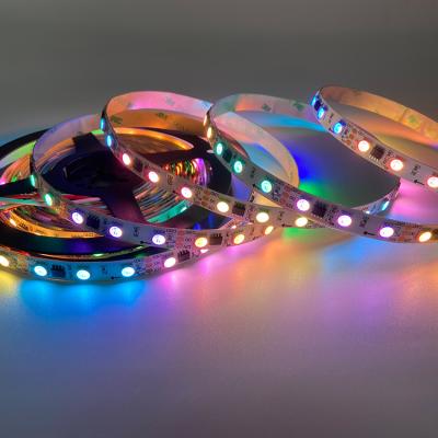 China Residential Custom RGB Smart LED Lights Strip Dreamy Color TM1824 SMD5050 60LEDs DC12V IP20 RGB Led Strips Addressable for sale