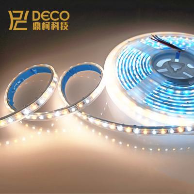 China Waterproof LANDSCAPE 12V 24V SMD 2835 Color Changing IP66 Flexible Silicone Tube CCT LED Strip With 120leds/m Dual 3000K+6000K Colors for sale