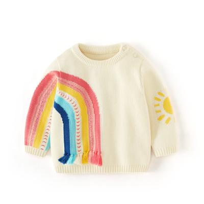 China The new anti-shrink Korean version of the rainbow jacquard pattern high-grade design for boys and girls can wear children's clothing for sale