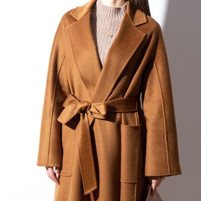 China High End Custom Made Goods Women's Handmade Solid Color Breathable Coat Cashmere Winter Jacket Water Ripple for sale