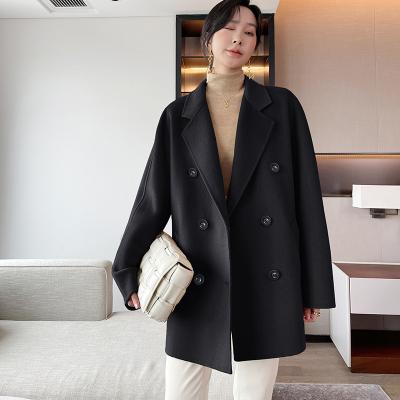 China Fashion New Breathable Luxurious Pattern Camel Brief Double Breasted Double Sided Cashmere Coat High Quality Chinese Factory for sale