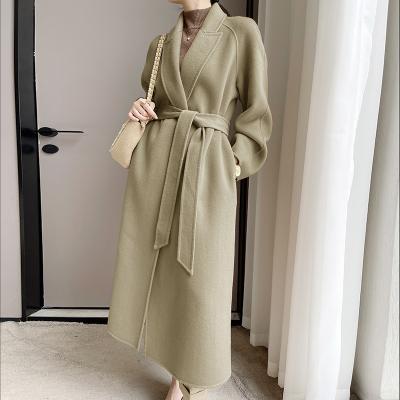 China OEM ODM Breathable Custom 2022 Ditch Korean Oversize Coat Women Long Overcoat 15% Wool Cashmere Coat With Belt for sale