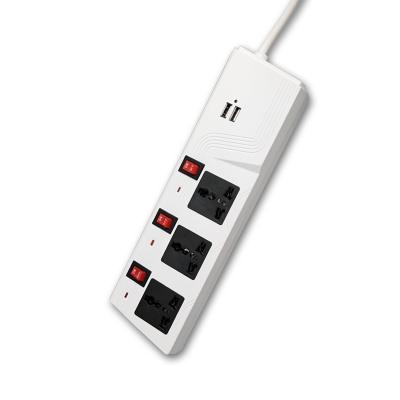 China Commercial 3 Way Extension Socket With Switch USB Outlet Socket Extension Plugs And Sockets for sale