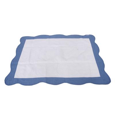 China Wholesale Custom Speaker Monogram Cozy White With Blue Trim Cotton Baby Comforter Blanket for sale