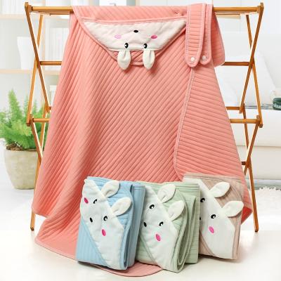 China Breathable Therapy Solid Color 90*90cm Newborns Wraps Knitted Cotton Wrapped Baby Blanket Wraps Comforter for sale