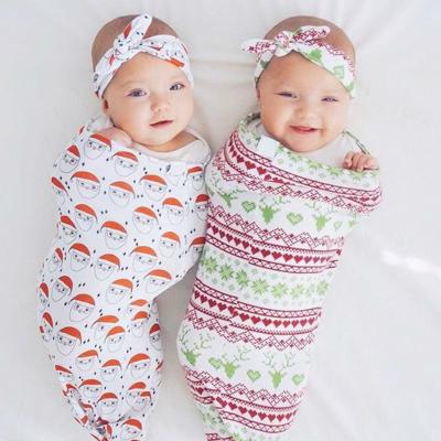 China Christmas Print Toddler Viable Sleep Suit Newborn Sleeping Bag Cocoon Sling Wrap Baby Sleeping Bag with Beanie Hat for sale