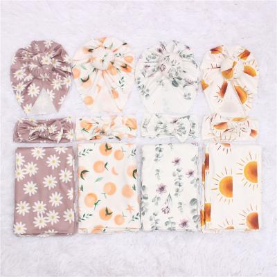 China Large Rayon 90X90cm Bamboo Bath Towel Newborn Floral Printing Sleep Baby Viable Wrap Wrap Cover For Baby Receiving Covering Set for sale